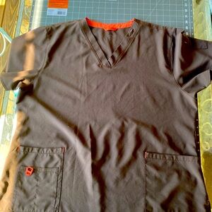 2XL Brown/Orange Carhartt Scrub Top